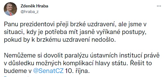 Скріншот з Twitter Проросійського президента Чехії можуть позбавити повноважень