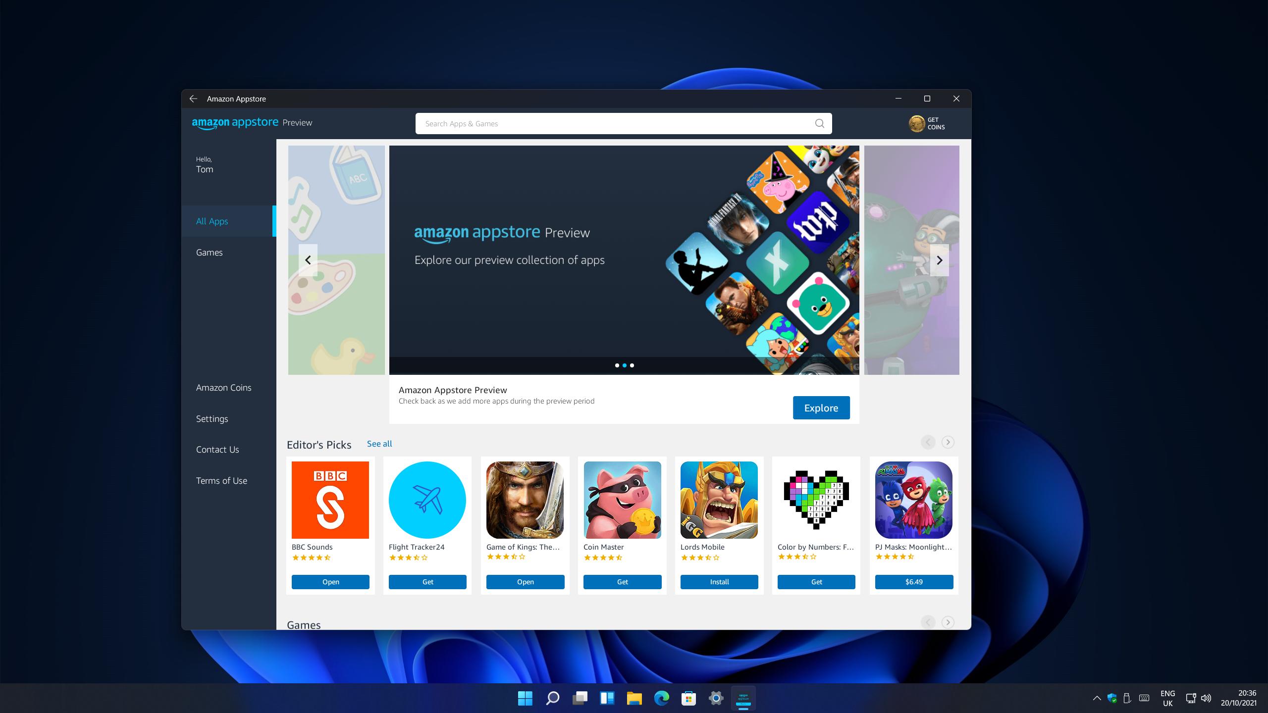 Магазин Amazon Appstore (который у нас не открылся). Фото – The Verge