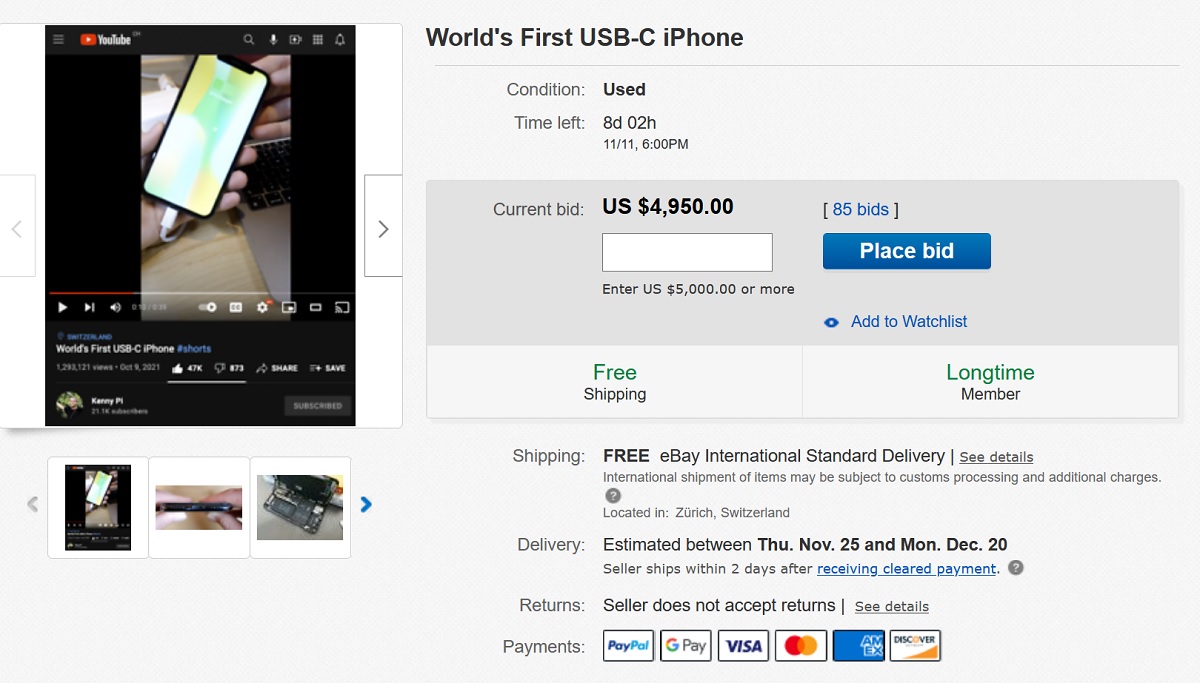 Создатель первого в мире iPhone с USB-C продает свой смартфон Фото – Kenny Pi