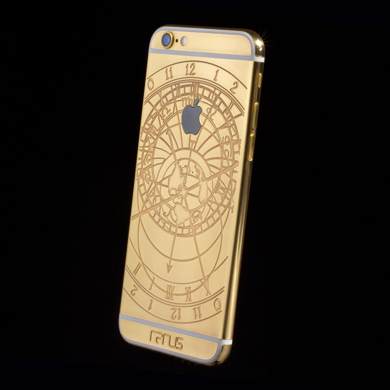 Золотой iPhone с имитацией астрономических часов. Фото – rarus