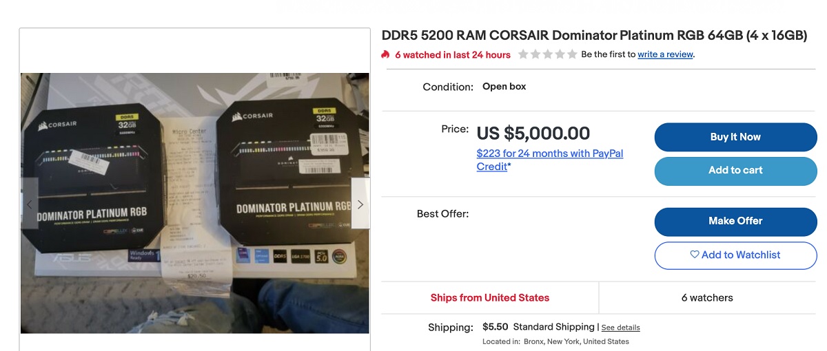 Пам'ять DDR5 стала дефіцитом через місяць після продажу. Фото — PCMag