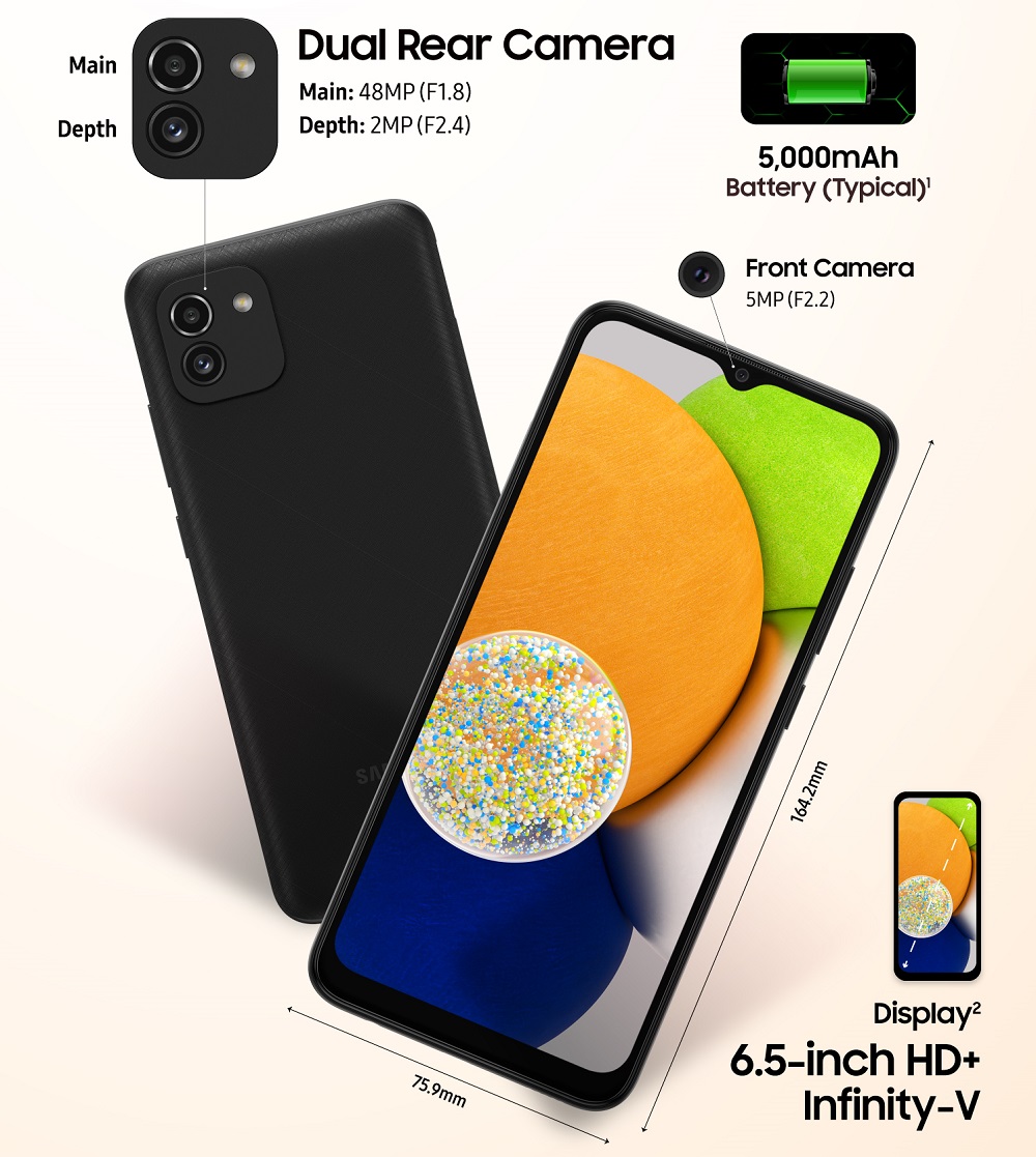 Samsung Galaxy A03 официальные сведения. Фото – Samsung