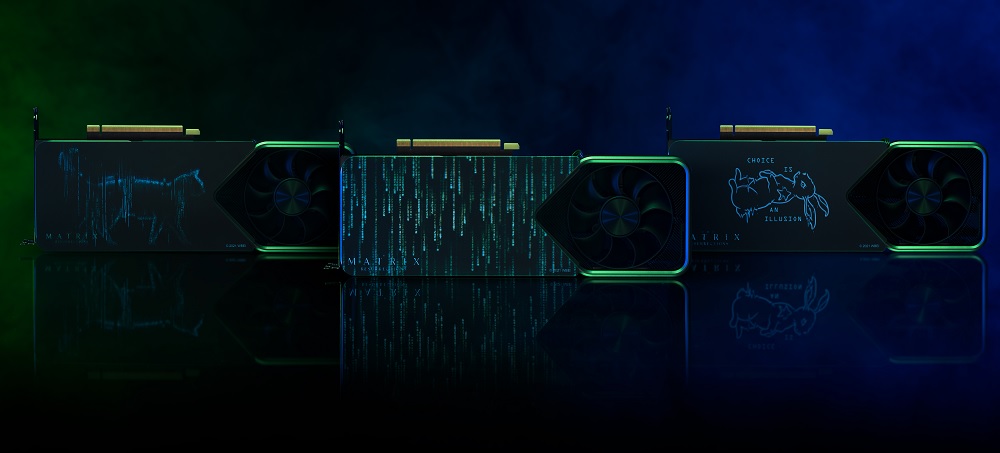 Видеокарты GeForce 3080Ti с дизайном в стиле фильмов Матрица. Фото – Nvidia