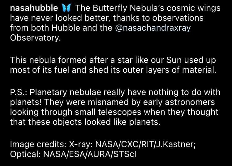 NASA показало яркую "космическую бабочку" – фото