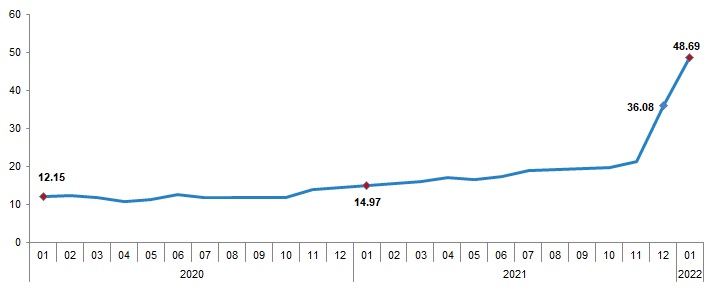 Інфляція в Туреччині (Фото: Turkstat) Інфляція в Туреччині наблизилась до 50%