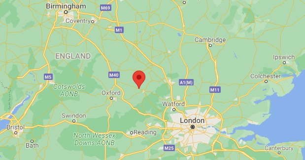Место раскопок на карте юга Англии