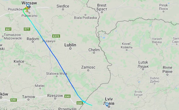 В Борисполе сел грузовой самолет ВВС Британии Boeing C-17A Globemaster III: карта