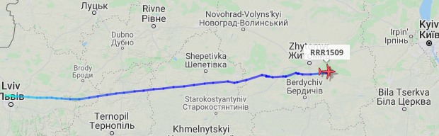 . В Борисполе сел грузовой самолет ВВС Британии Boeing C-17A Globemaster III: карта