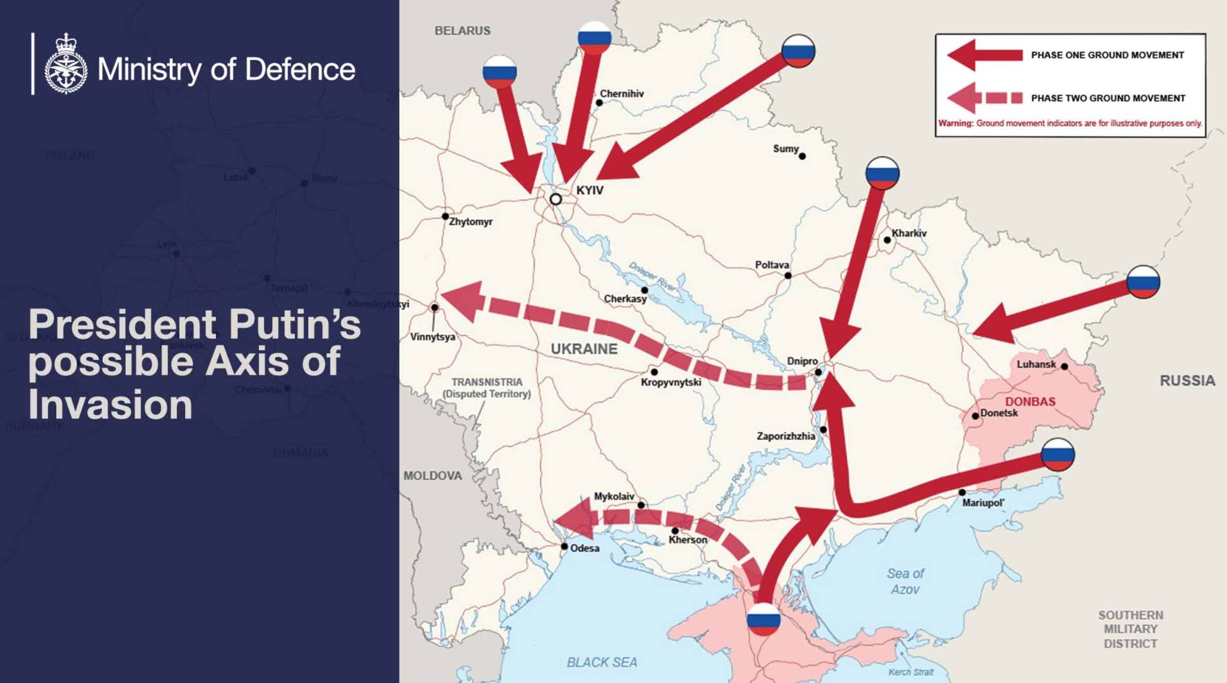 Минобороны Великобритании опубликовало карту возможного наступления России