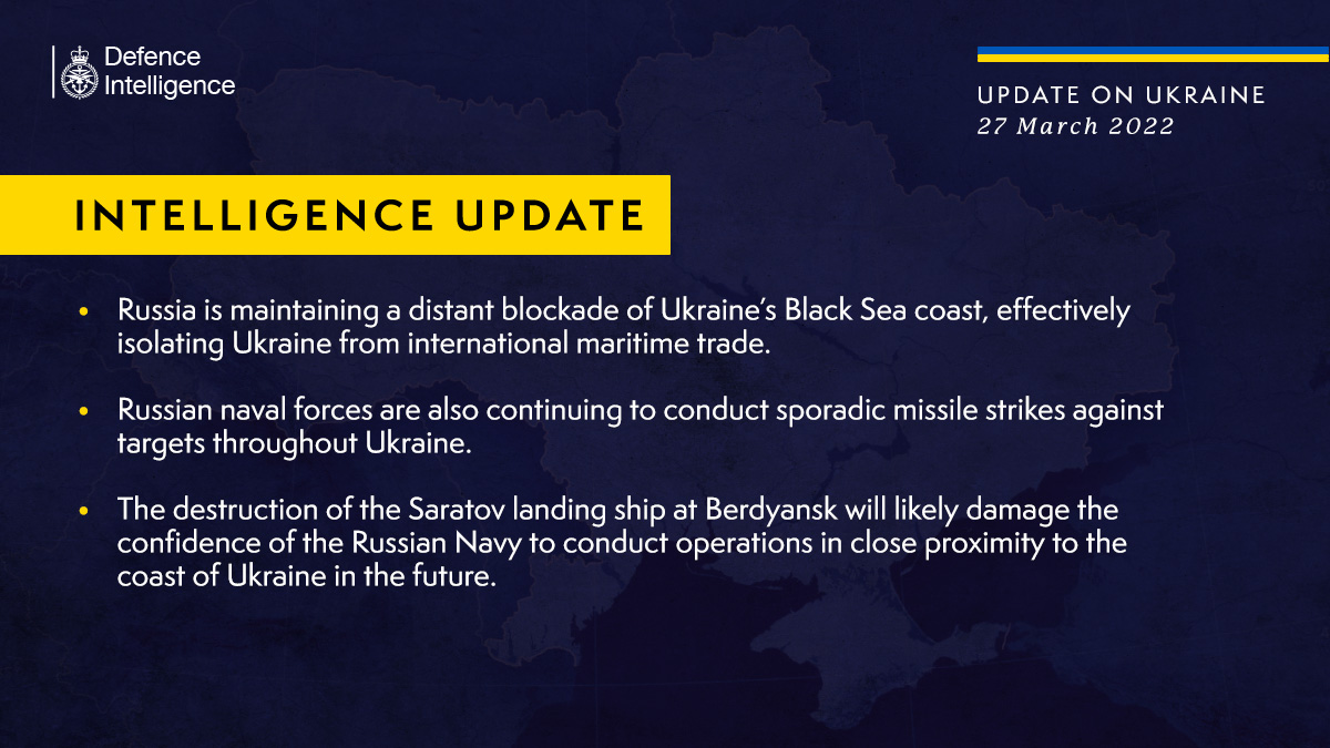 Британська розвідка: знищення ВДК "Саратов" відівчить ВМФ РФ підходити до узбережжя України