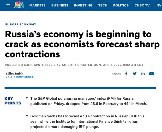 Как генералы Путина гибнут в Украине, экономика РФ ломается. Обзор западных СМИ (5 апреля)