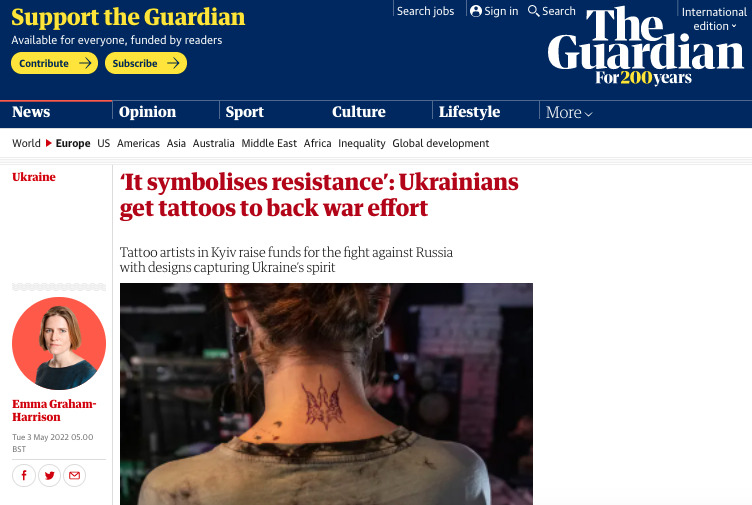 Как Запад помогает Украине, всплеск популярности патриотических тату. Обзор западных медиа