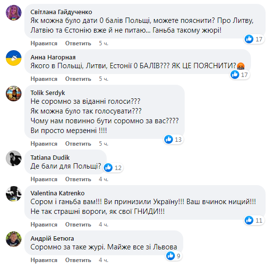 Скриншот из Facebook Яцкива Евровидение. Украинское жюри дало Польше 0 баллов: судьи говорят – не знают, как так вышло