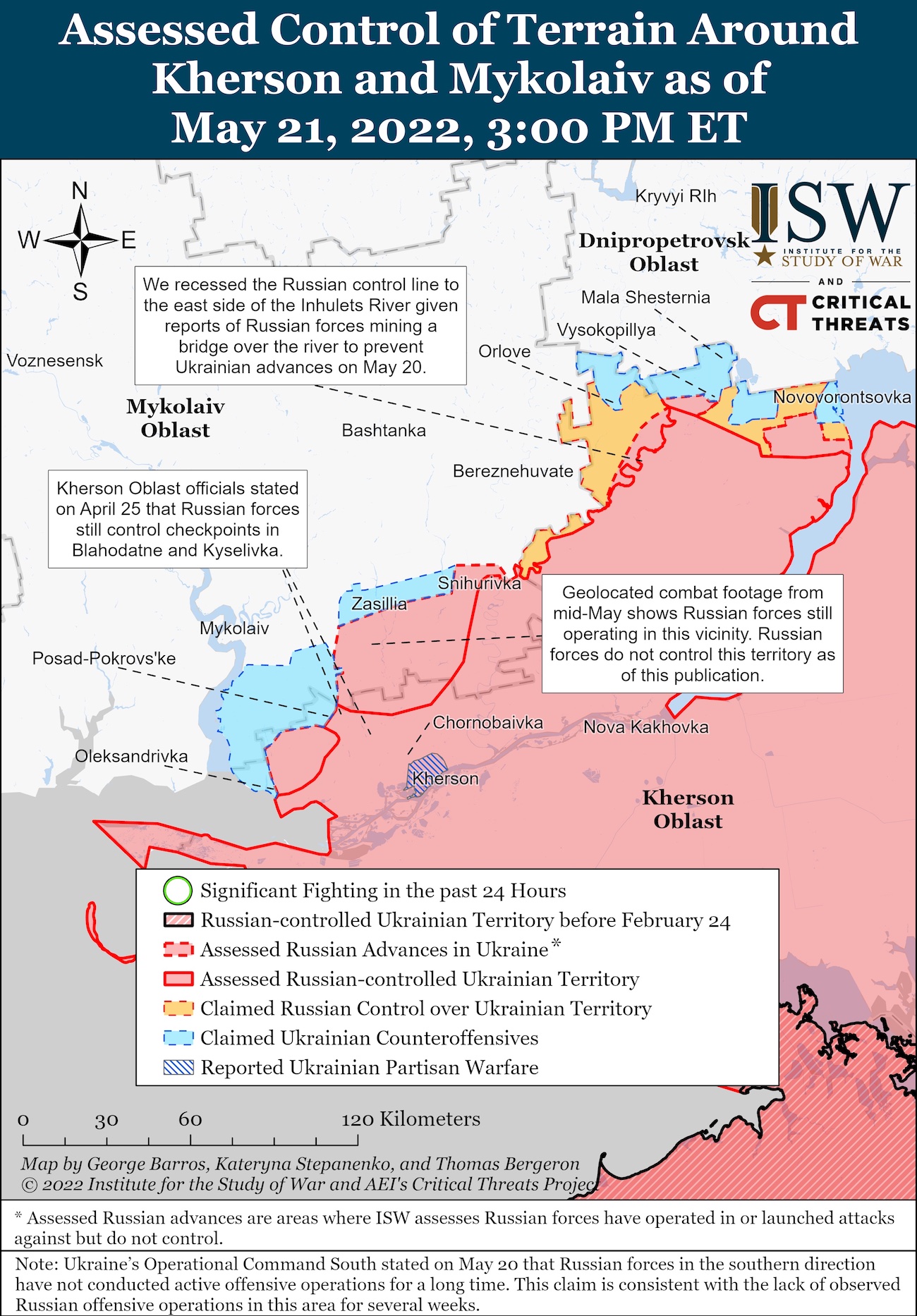 Российские войска, возможно, готовятся к наступлению на севере Херсонской области – ISW