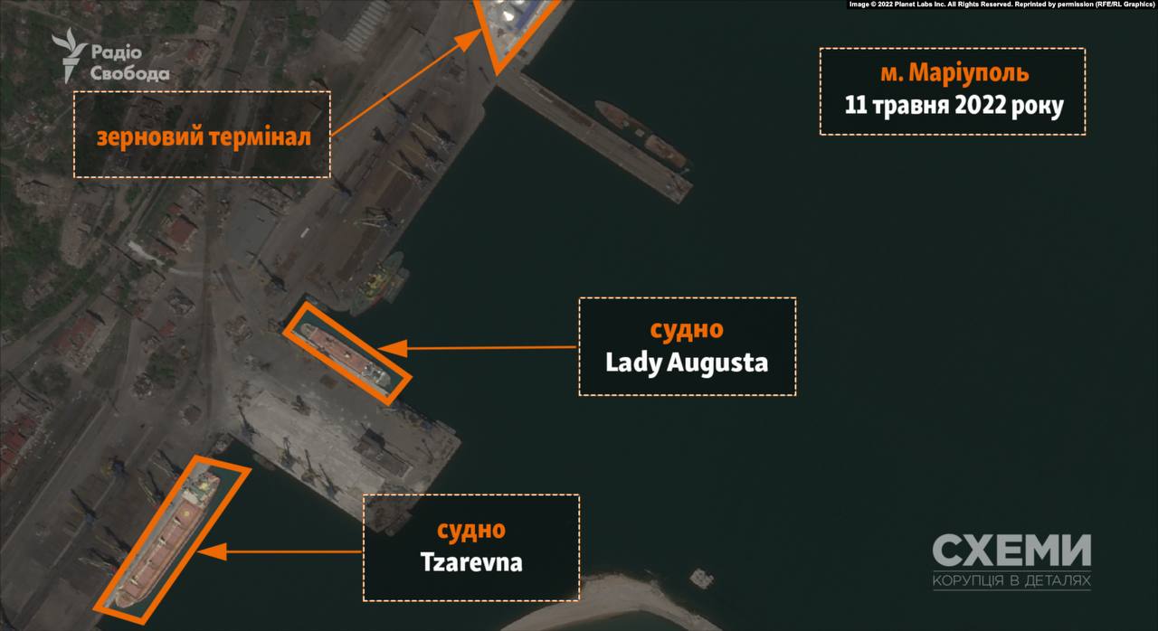 Спутник зафиксировал корабли в Мариуполе, которые, возможно, вывозят зерно и металл 