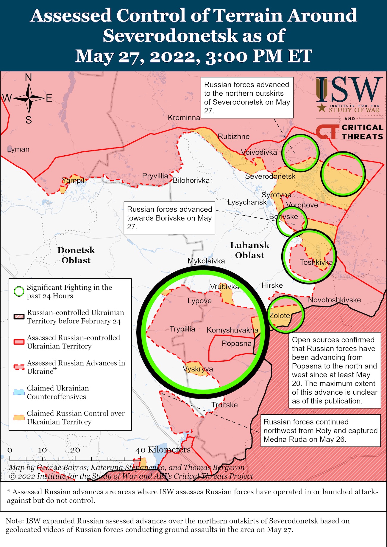 Россияне не окружили Северодонецк, но начали штурм. Они плохо воюют в городе – ISW