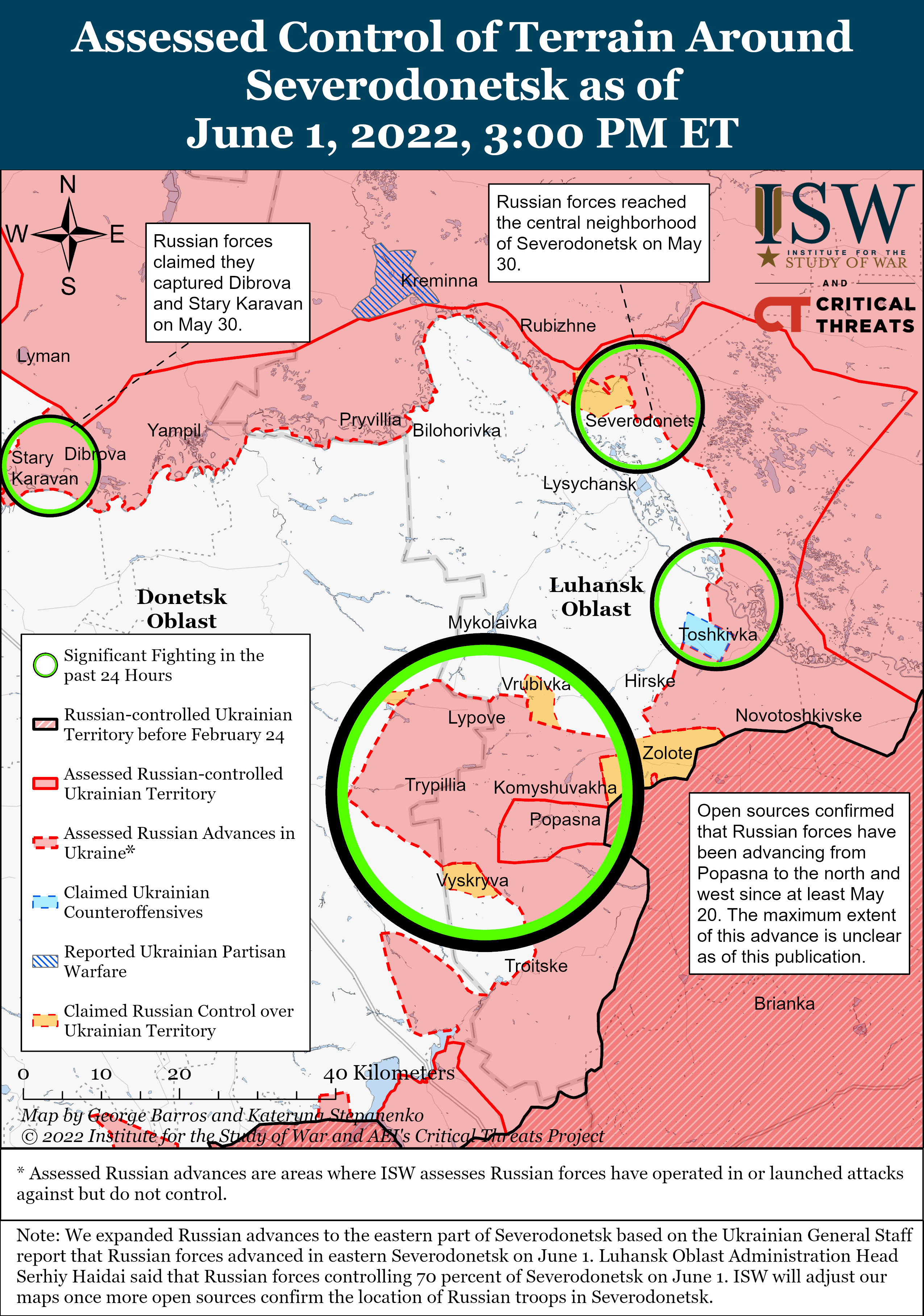 Бои в Луганской области (Карта: understandingwar.org) Бои в Луганской области (Карта: understandingwar.org)