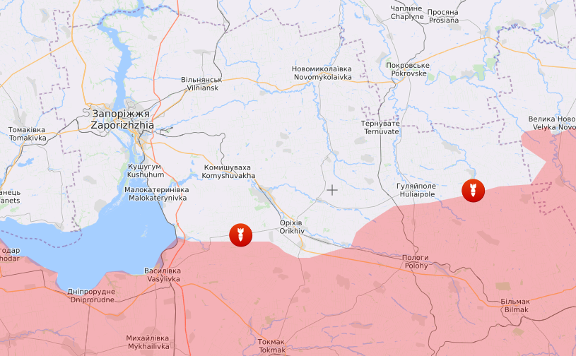 Бої в Запорізькій області (Карта: livemap.ua) 