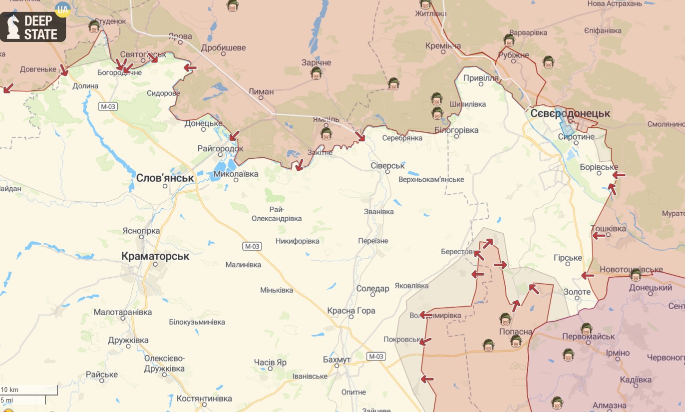 Армія РФ кинула ще дві БТГ під Сєвєродонецьк, має частковий успіх біля Бахмуту – Генштаб