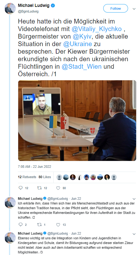 twitter.com/BgmLudwig Мэр Вены стал жертвой deepfake с Кличко: он не заметил подделки