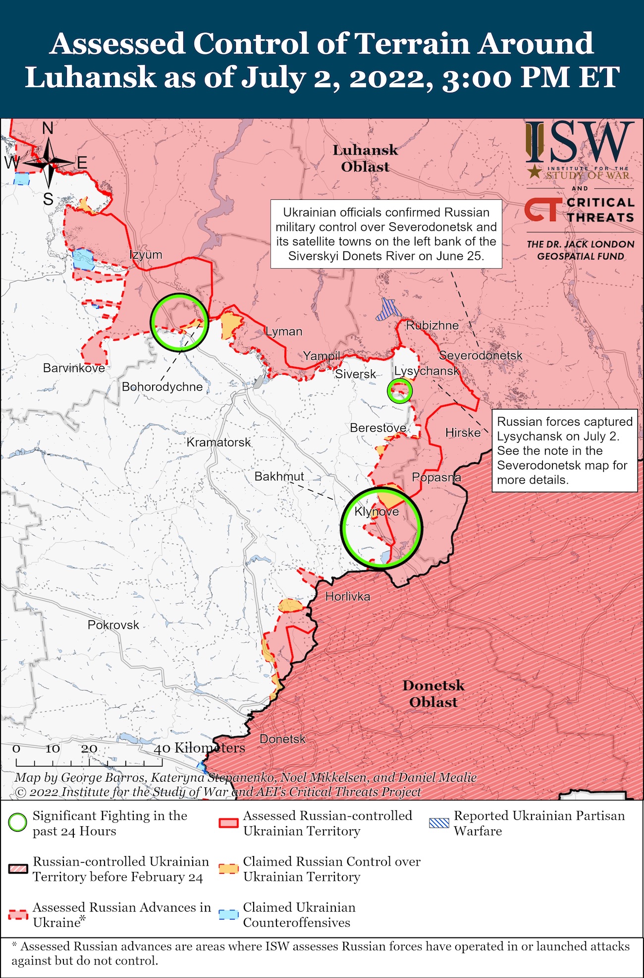 Українські війська, ймовірно, пішли з Лисичанська – висновок та карта ISW