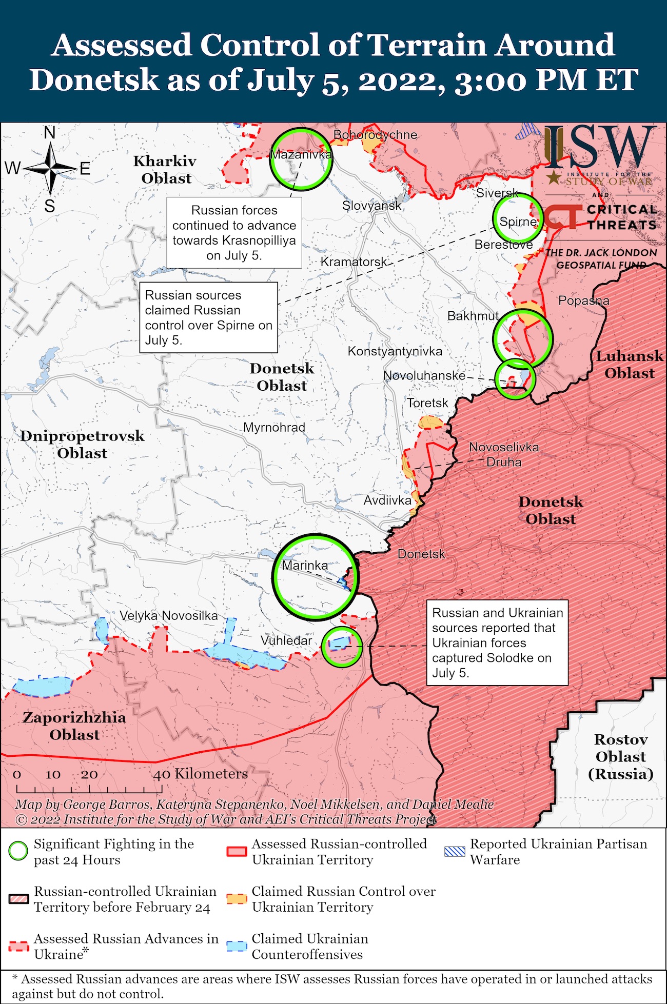 Украинские войска контратаковали к юго-западу от Донецка, освободили село – ISW