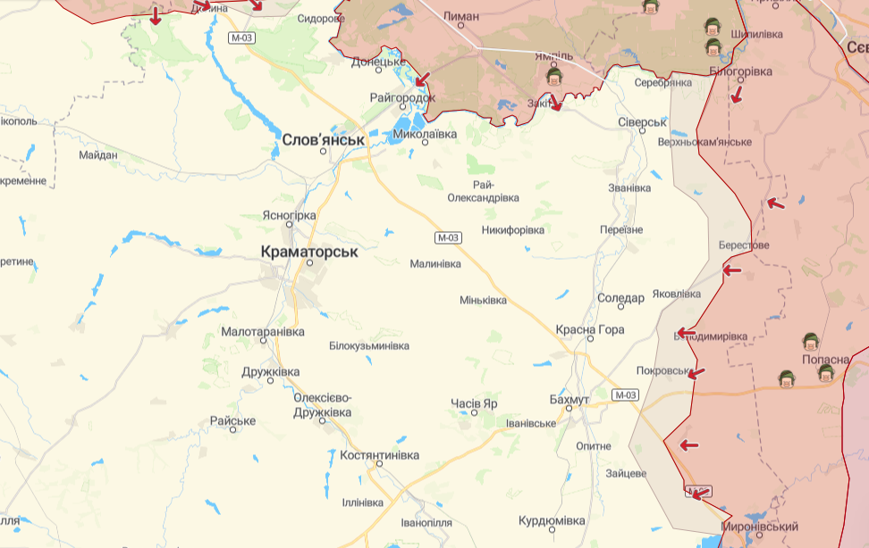 Линия фронта на Донбассе (Карта: deepstatemap.live)