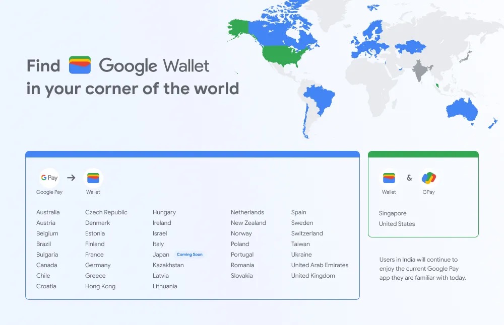 Страны, где будет работать Google Wallet. Источник – Google