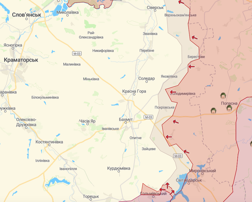 Фронт в Донецкой области (Карта: deepstatemap.live)
