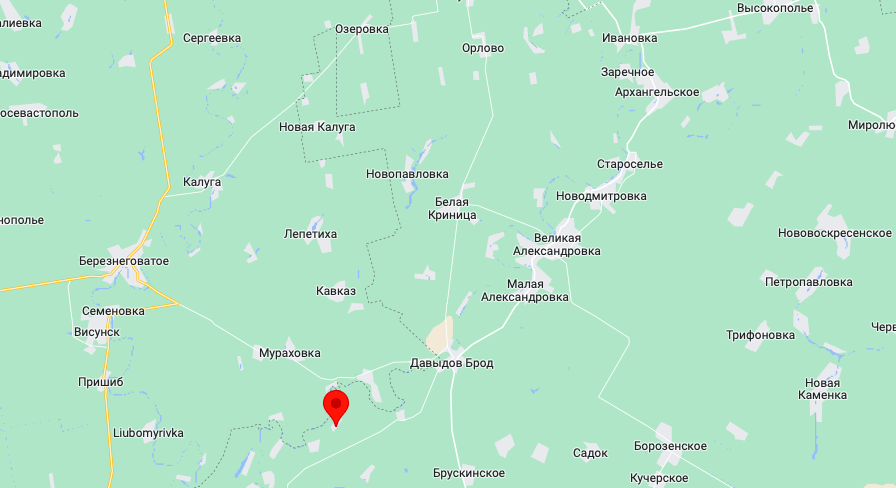 Лозовое и Андреевка отмечены красной точкой (Карта: googlemaps.com)