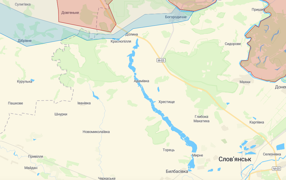 Фронт в направлении Славянска (Карта: deepstatemap.live)