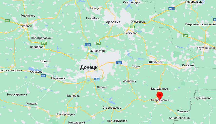Амвросиевка отмечена красной точкой (Карта: googlemaps.com)