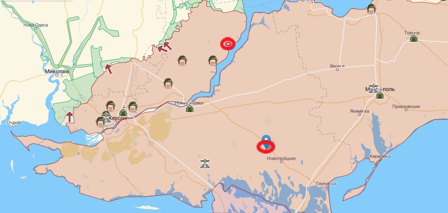 Юг. Авиация ВСУ ударила по опорным пунктам, артиллеристы били по складам – карта