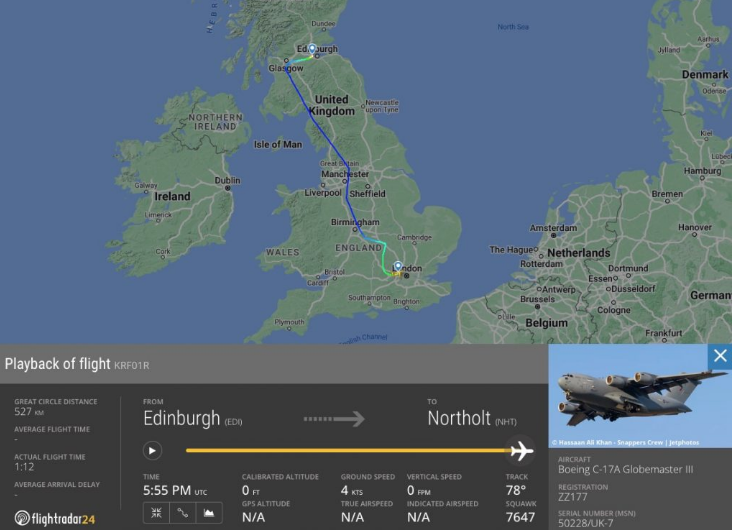 Рейс із труною королеви Єлизавети II встановив рекорд з відстеження польотів