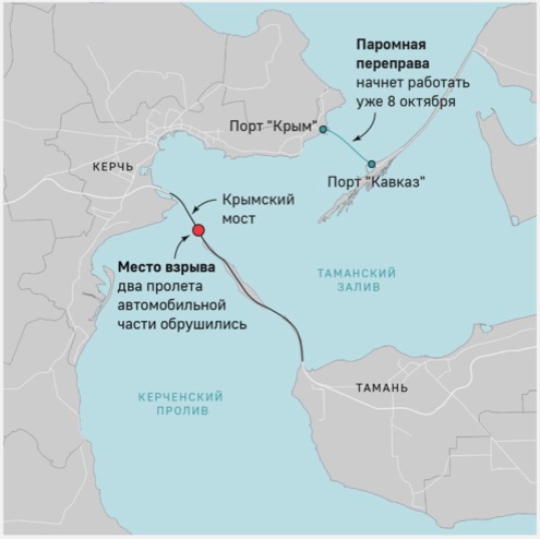 Інфографіка роспропагандистів ТАСС Підрив Кримського мосту: що відомо через вісім годин після інциденту