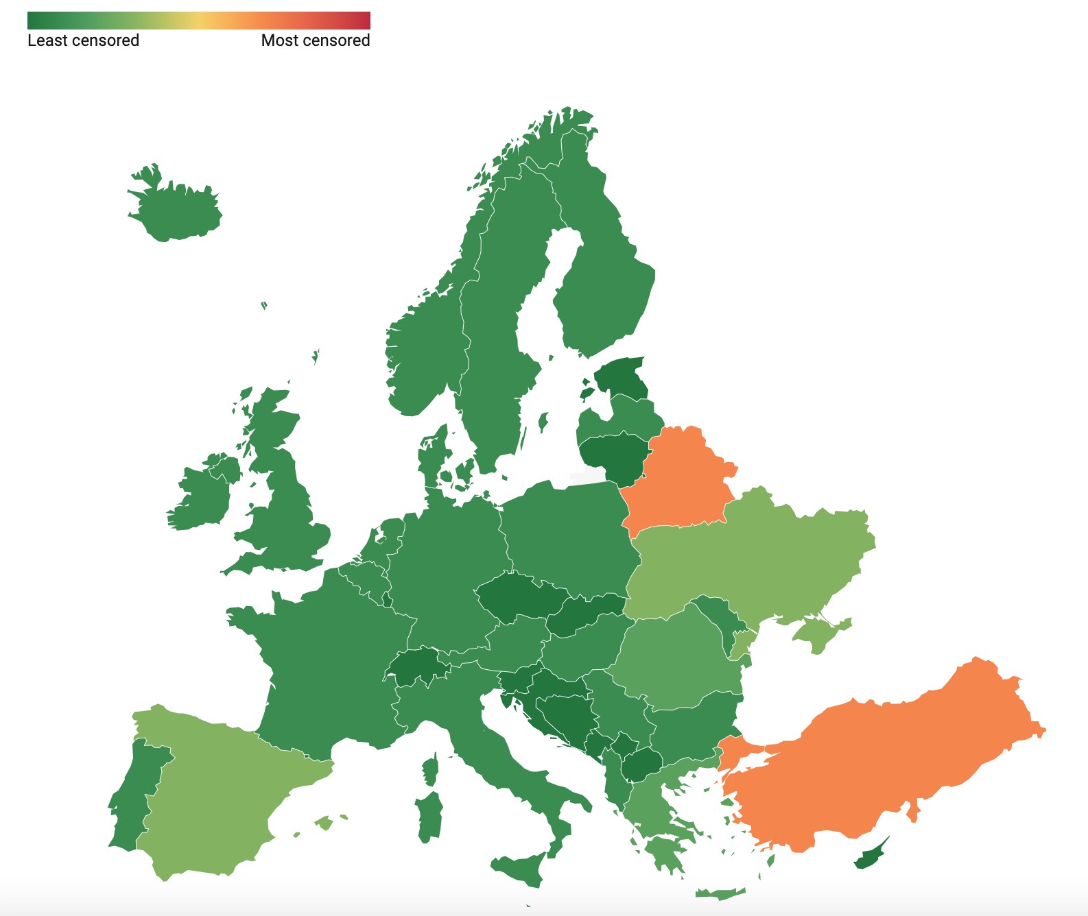Украина – на третьем месте в Европе по уровню интернет-цензуры после Беларуси и Турции