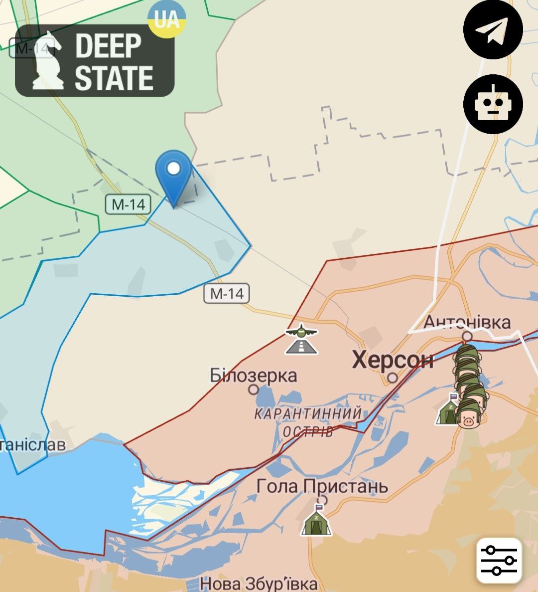 Скриншот с карты DeepState "Спасибо! Мы вас ждали". Как жители Херсонской области встречают ВСУ – видео