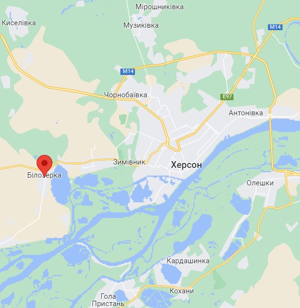 Белозерка на карте области