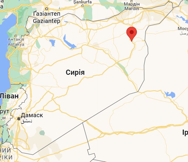 Аль-Шаддады на карте Сирии