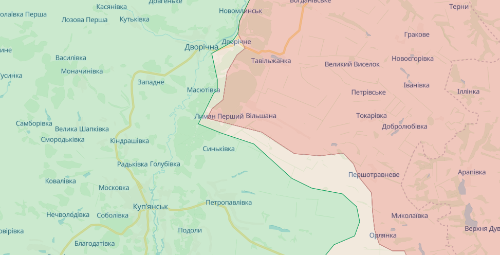 Фронт в районе Купянска (Карта: deepstatemap.live)