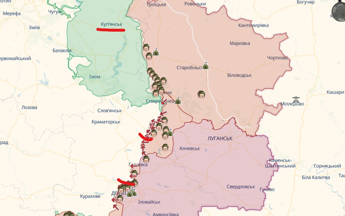 Росія безуспішно наступала на двох напрямках і концентрується під Бахмутом – карта