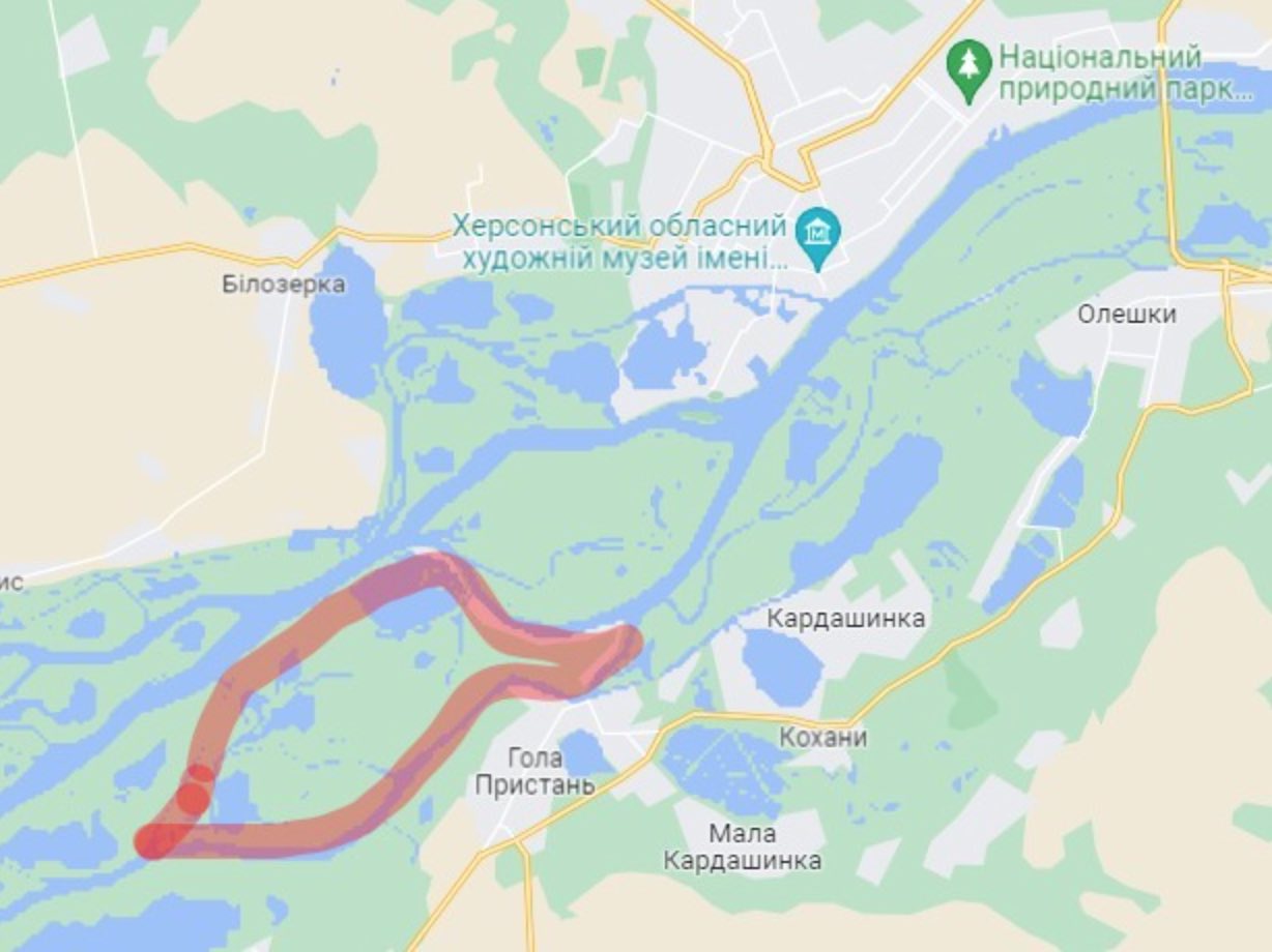 Скріншот Російський катер на Дніпрі був підбитий у плавнях Дніпра під Херсоном – військові