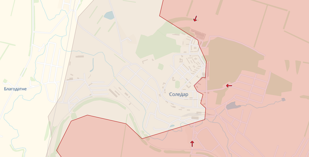 Фронт в районе Соледара (Карта: deepstatemap.live)