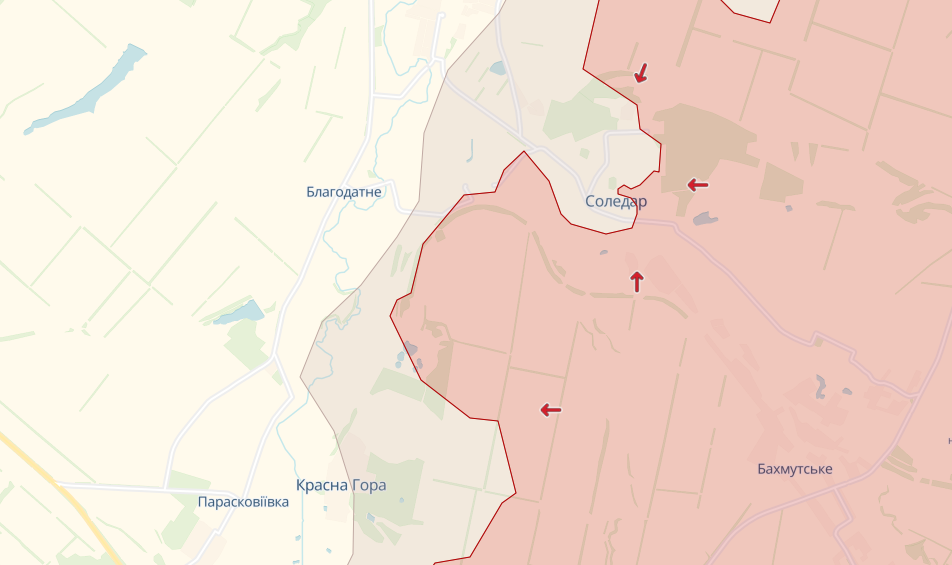 Бої в районі Соледара та Парасковіївки (Мапа: deepstatemap.live)