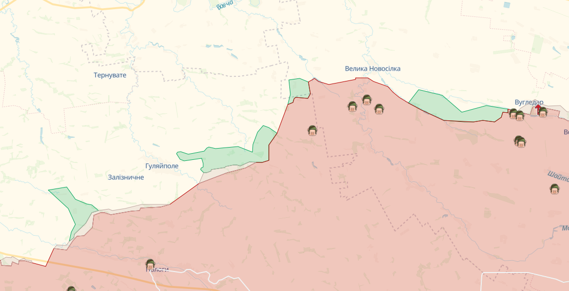Фронт в районе Гуляйполя (Карта: deepstatemap.live)
