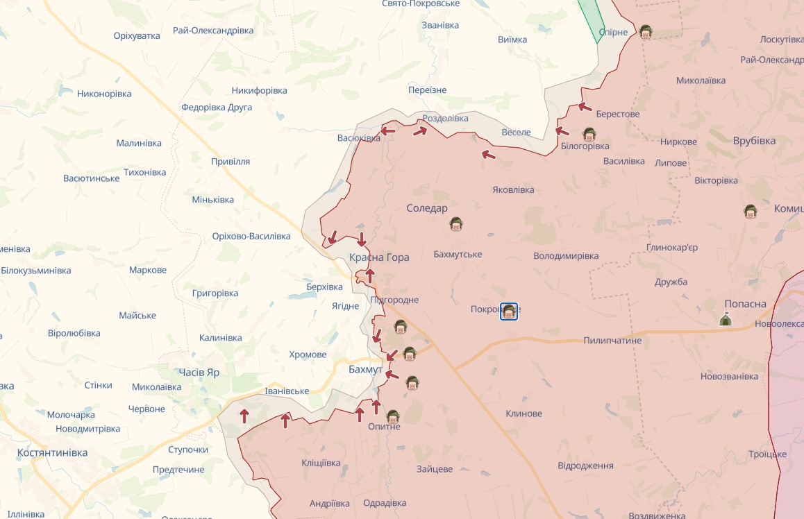 Карта deepstatemap.live Генштаб: ЗСУ відбили росіян у трьох областях, збили два ворожі літаки – карта