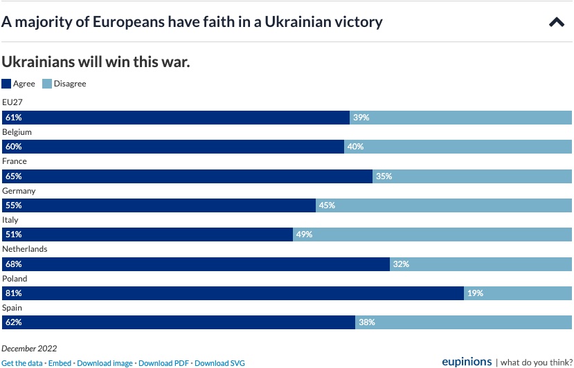 Большинство граждан ЕС уверены, что Россия напала на всю Европу, а Украина победит – опрос