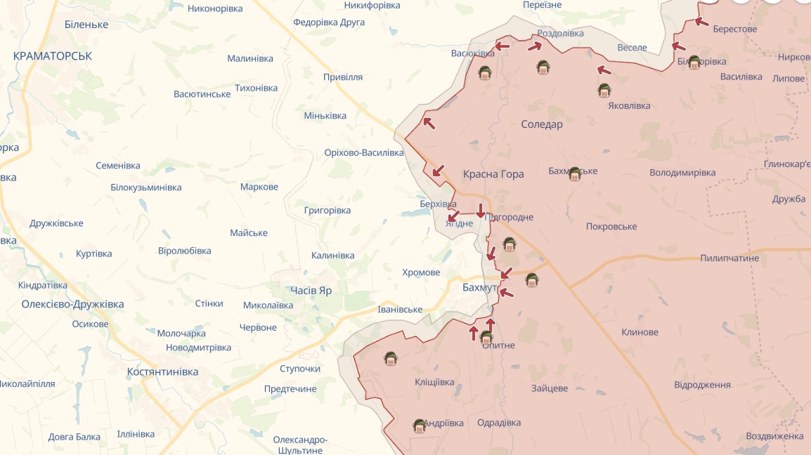 Генштаб: ВСУ отбились у Бахмута, Водяного, Марьинки. Уничтожили батарею РСЗО – карта