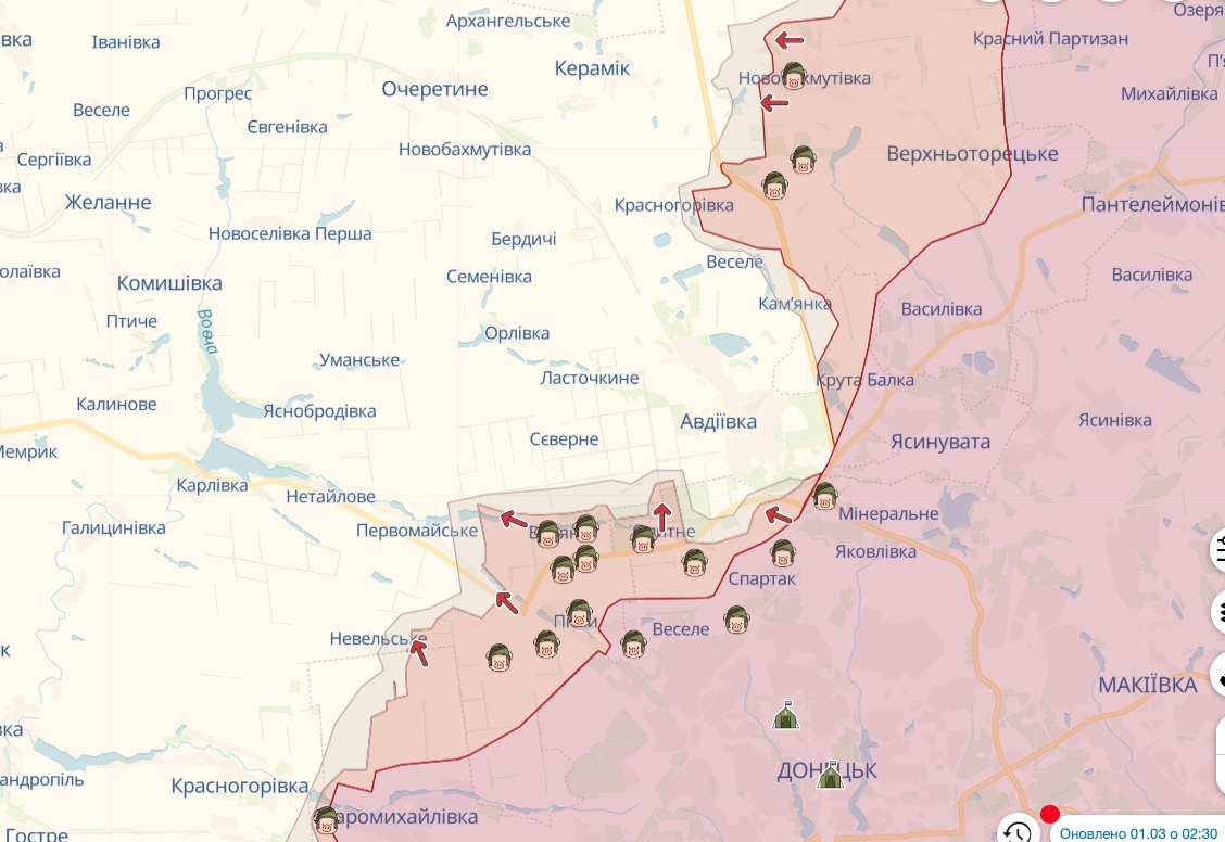 Генштаб: ВСУ отбились у Купянска, Бахмута, Авдеевки, поразили станцию РЭБ россиян – карта