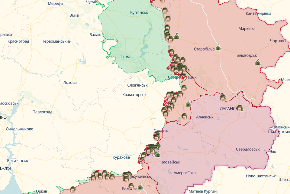 Фронт на Донбассе (Карта: deepstatemap.live)